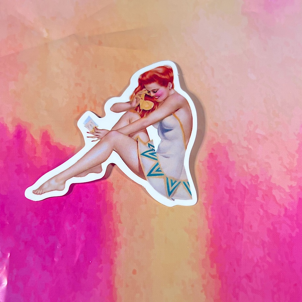 PHONE Sexy Pinup Gorgeous Sticker Retro Vintage BomberGirl Ace